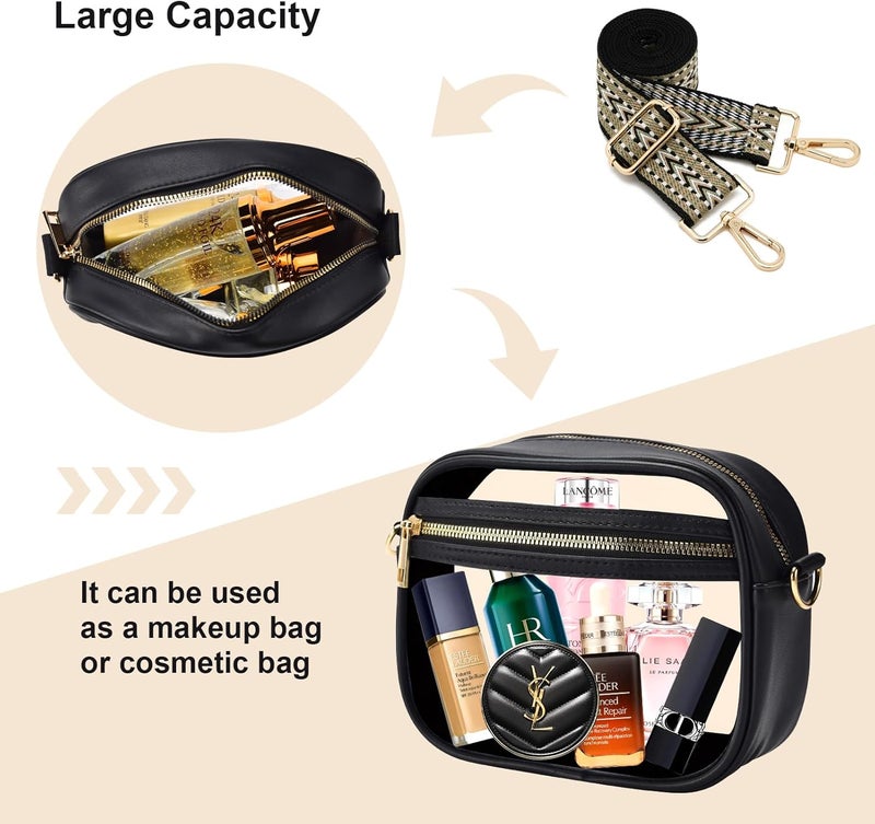 Fibrdoo Clear Bag Stadium Approved, Leather Clear Crossbody Purse Bag for Concerts Sports Events Festivals - Image 3